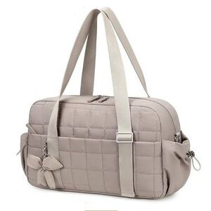 Camtop 16" Gym Bag Women Lightweight Puffy Quilted Duffel Bag Camel NEW V15